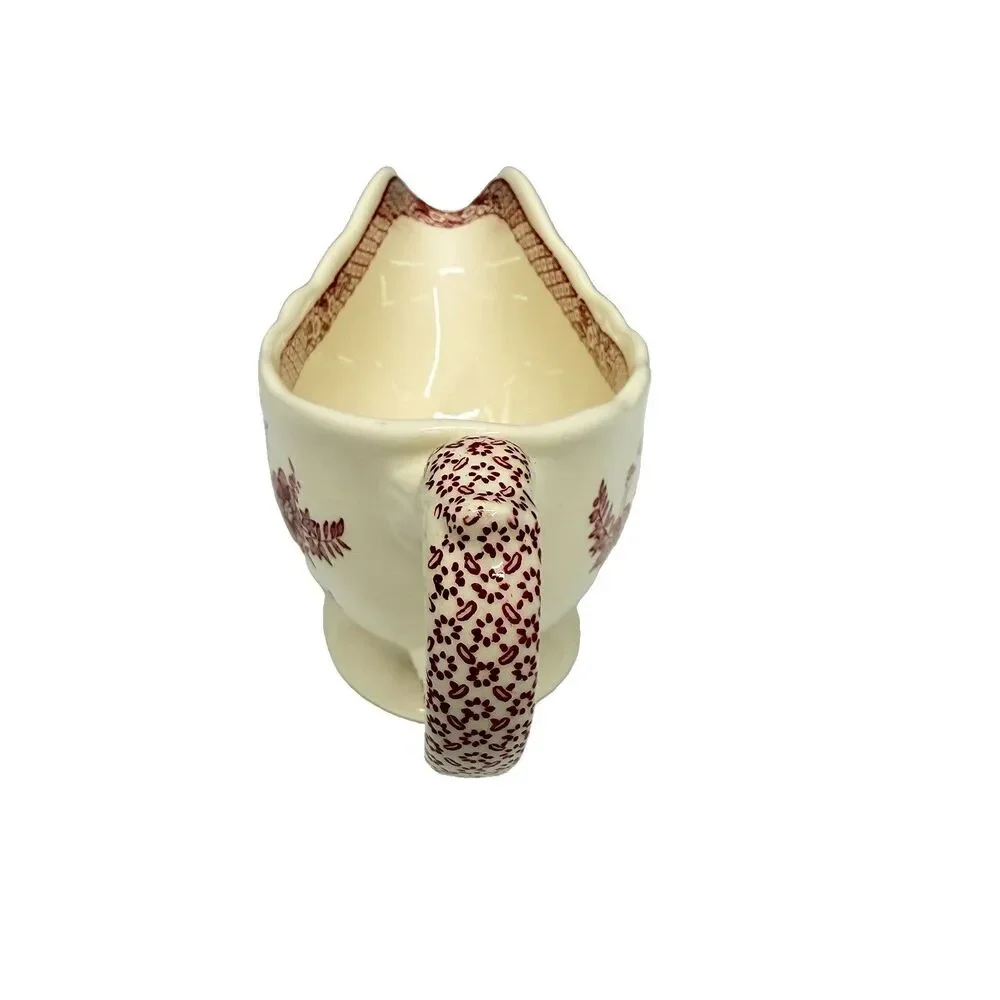 Vtg Mason’s Stratford Pink Red Transferware Ironstone Gravy Boat England 8” READ